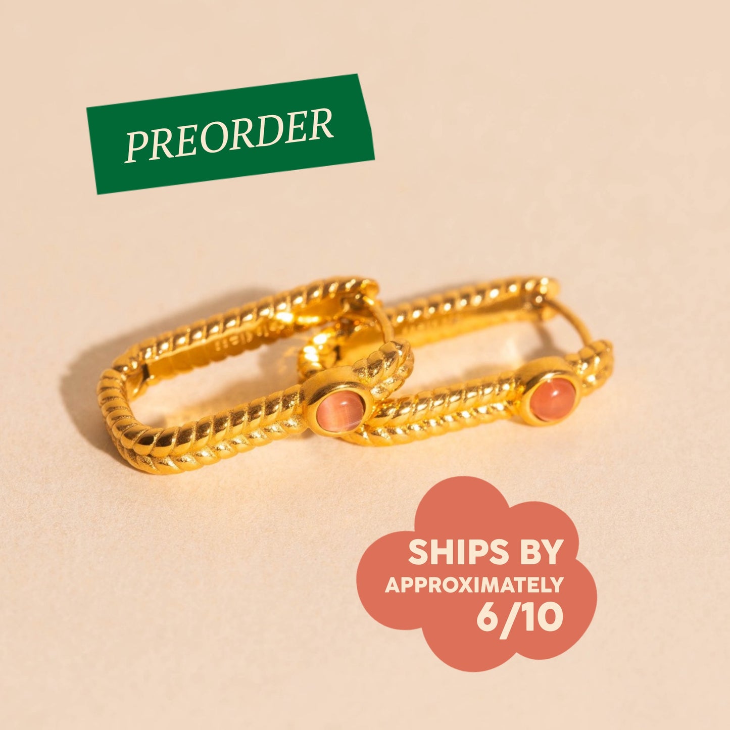 Rope Rectangle Huggie Hoop Earrings