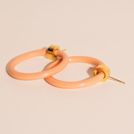 Peach Hoop Stud Earrings