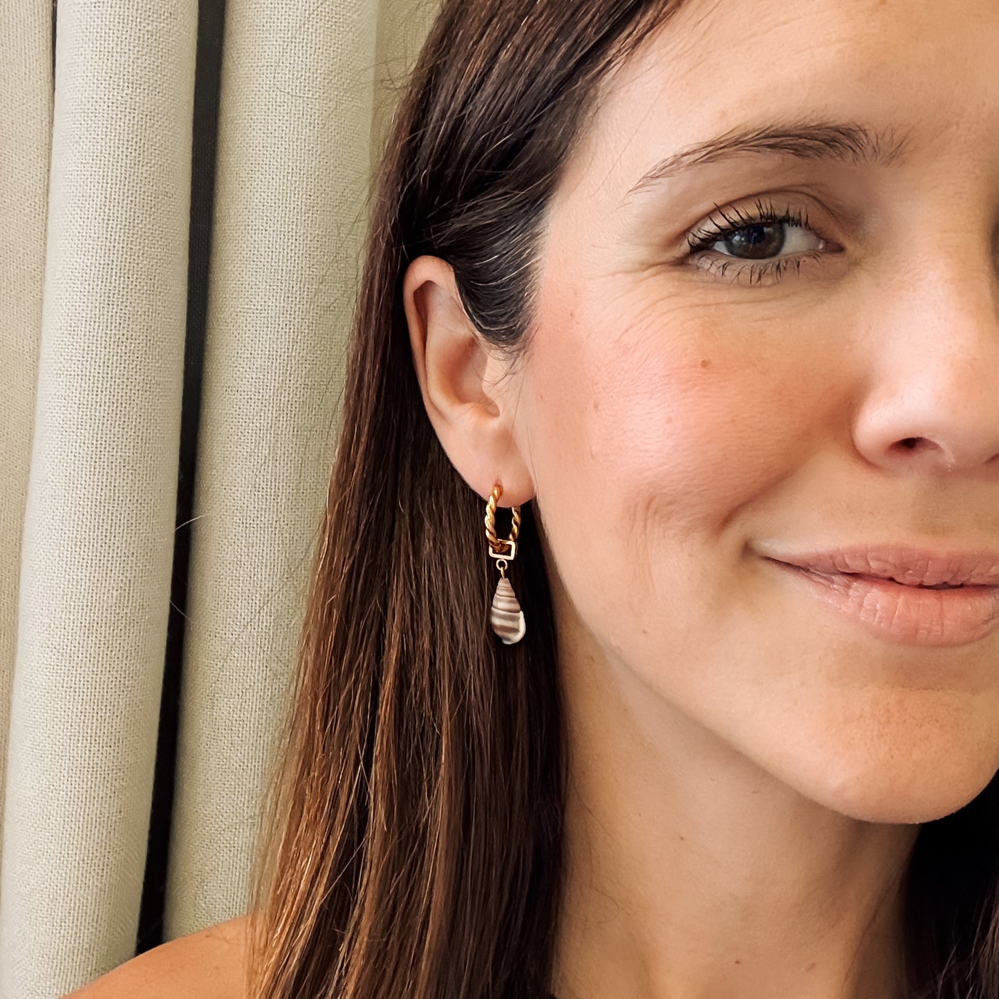 Spiral Shell Chunky Huggie Hoop Charms