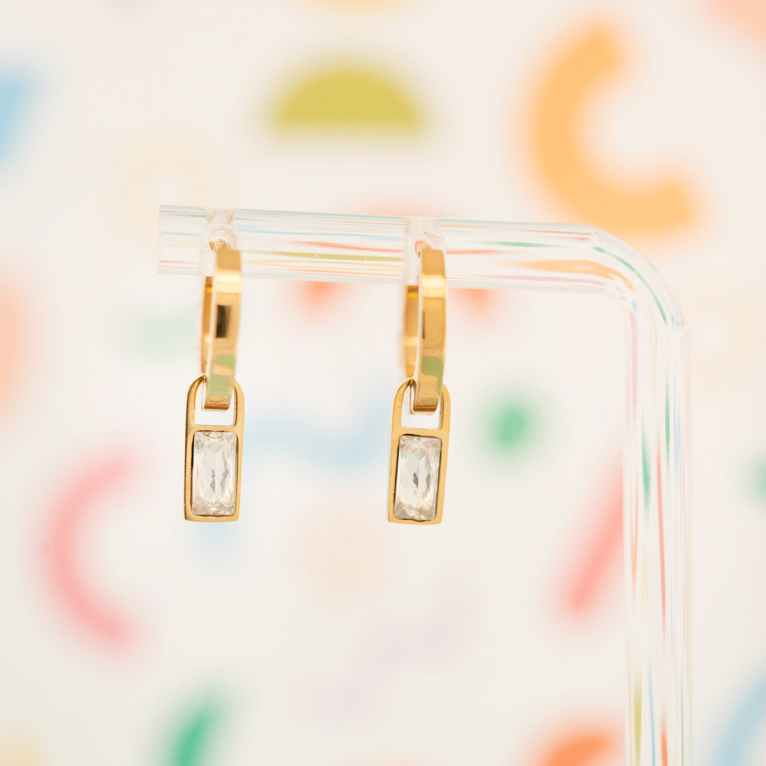 Baguette Crystal Huggie Hoop Charms