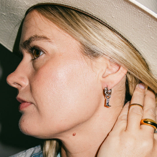 Cow Chunky Huggie Hoop Earrings