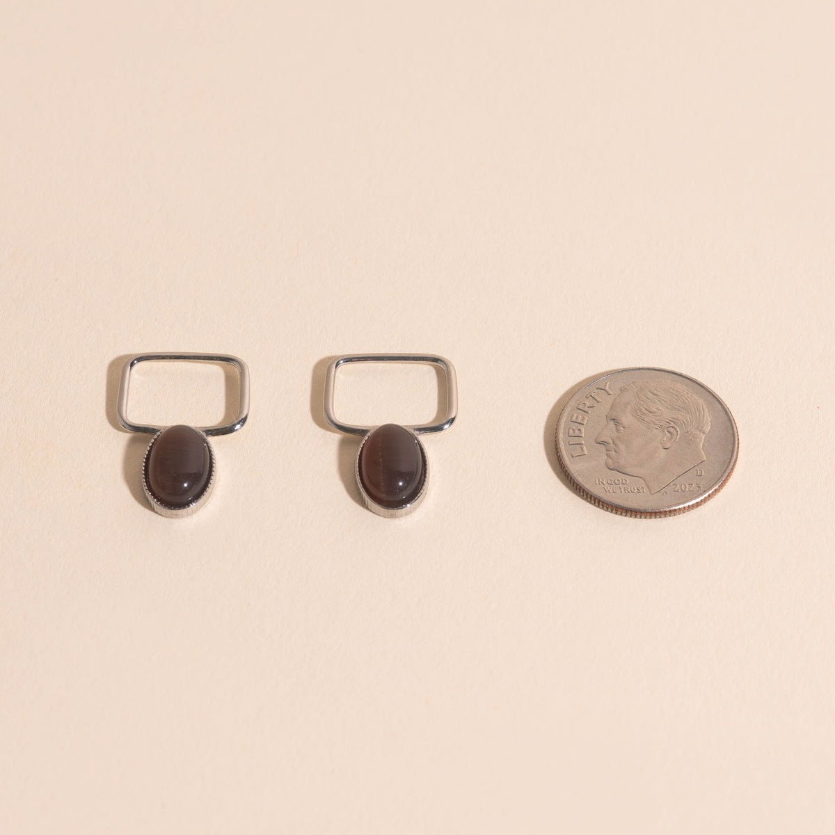 Brown Stone Mega Huggie Hoop Charms