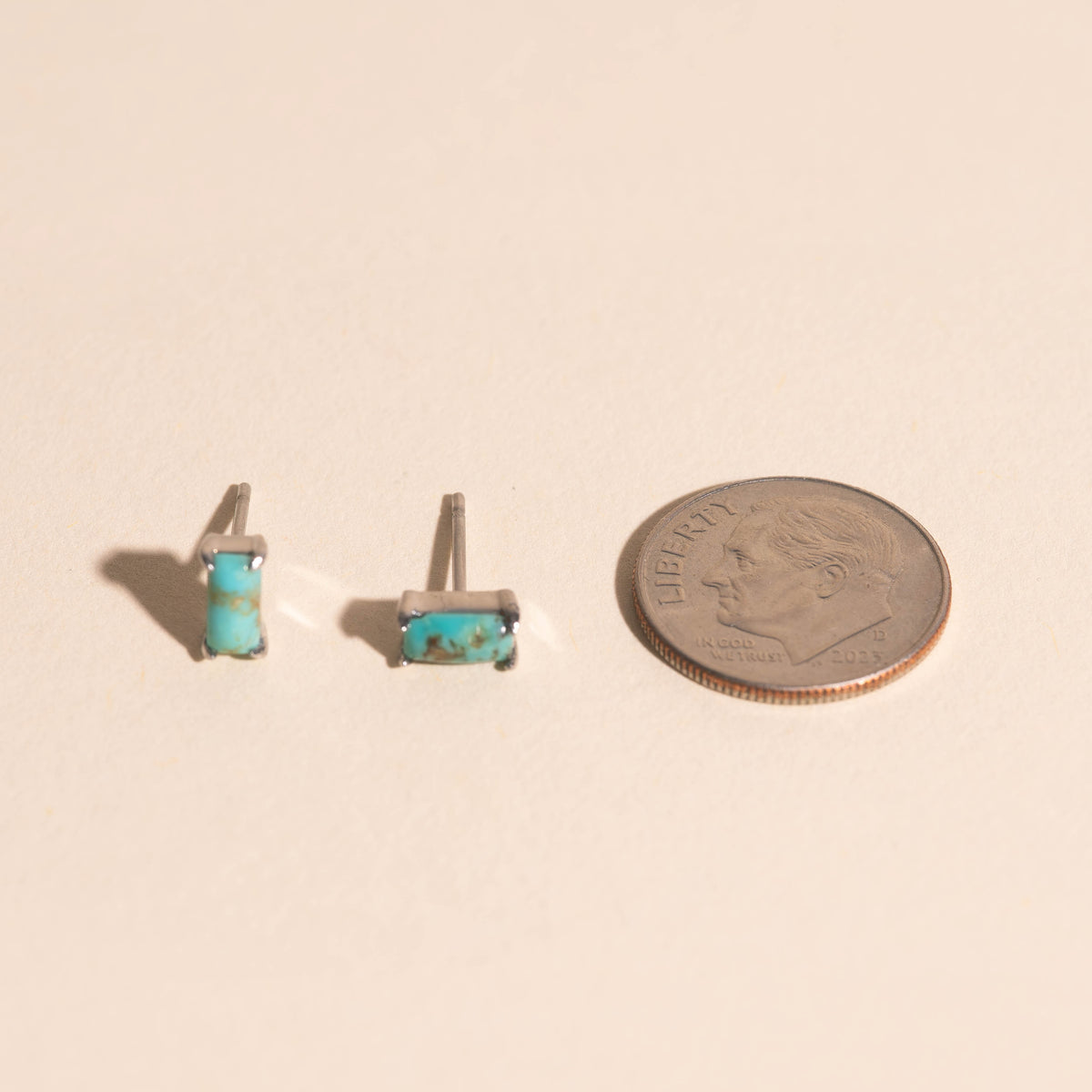 Rectangle Turquoise Stud Earrings