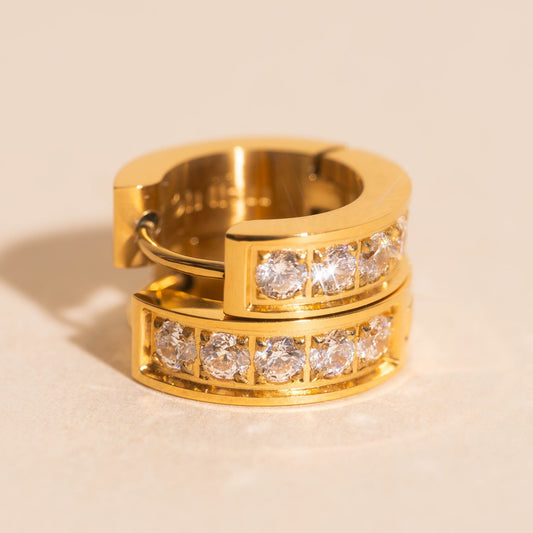 Crystal Chunky Huggie Hoop Earrings