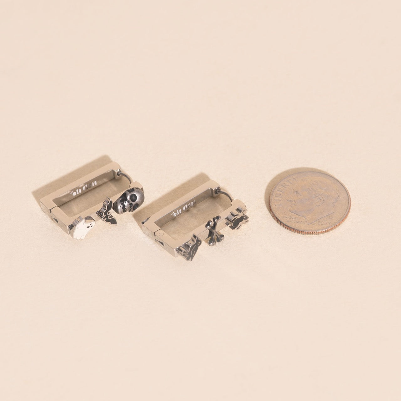 Halloween Rectangle 3D Huggie Hoop Earrings