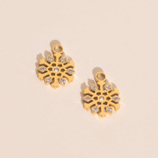 Snowflake Huggie Hoop Charms