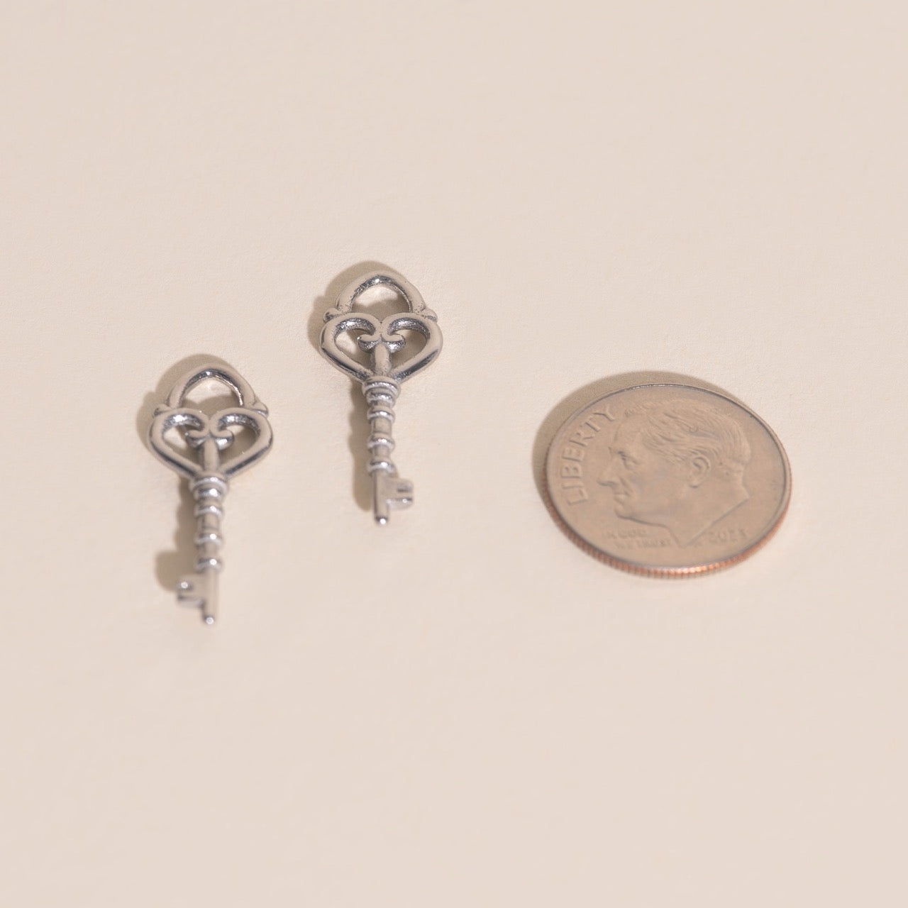 Key Heart Huggie Hoop Charms