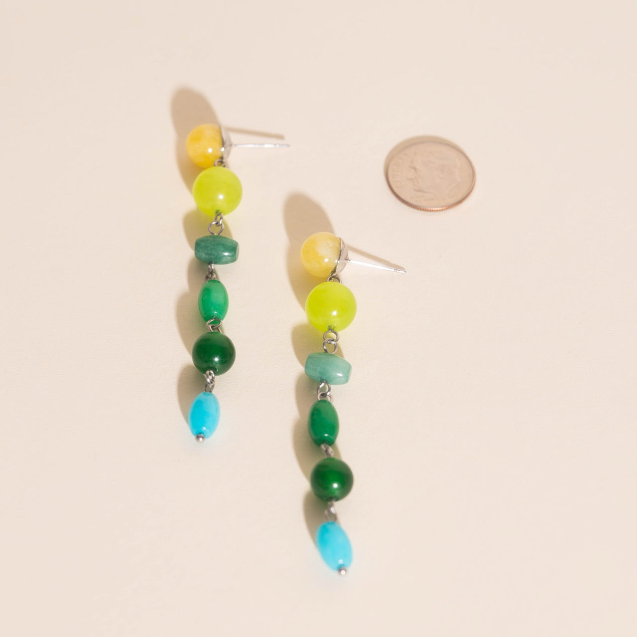Beaded Dangle Stud Earrings
