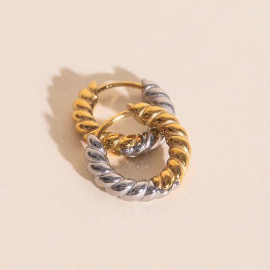 Rope Chunky Rounded Huggie Hoop Earrings