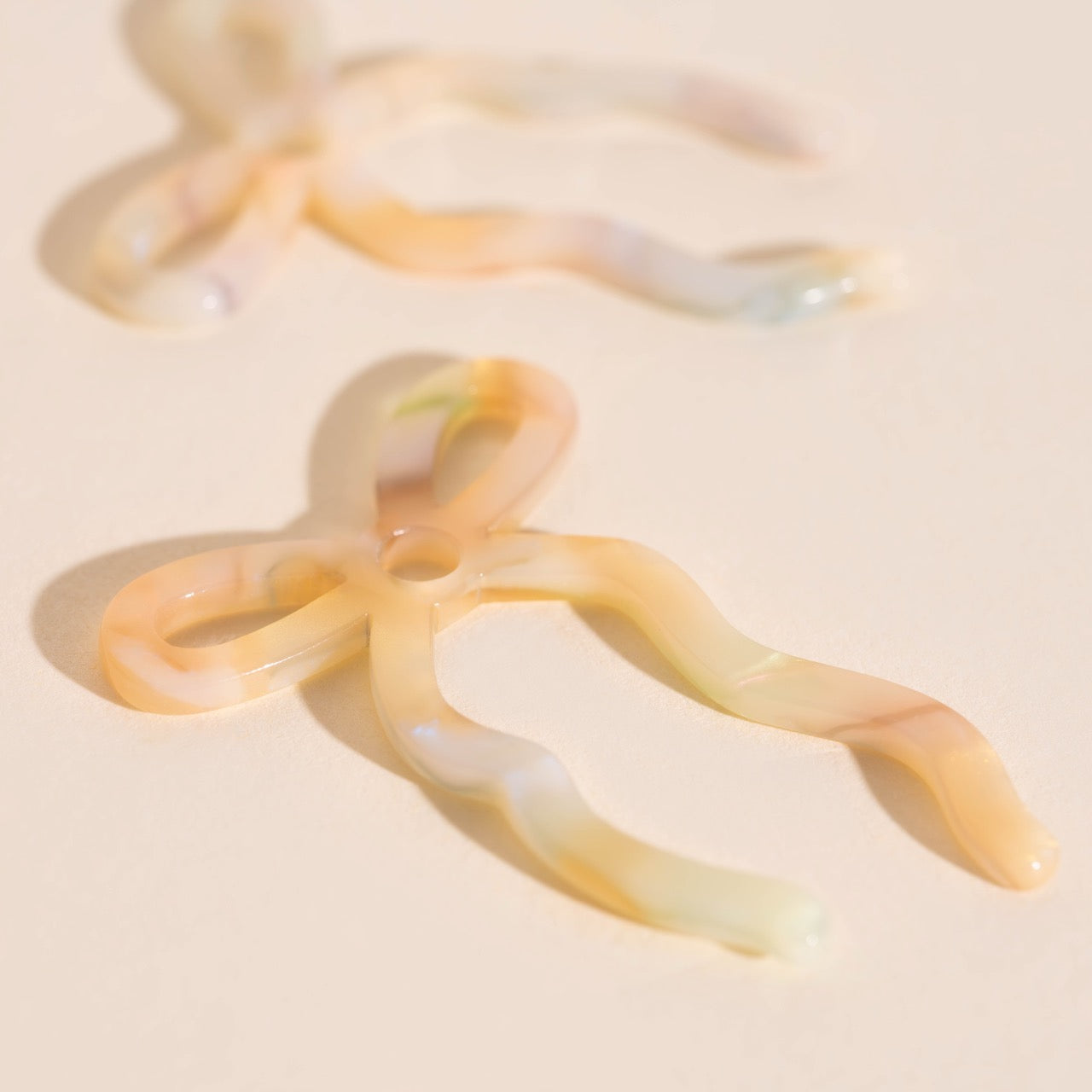 Iridescent Acrylic Bow Hoop Charms