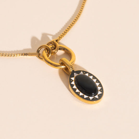 Black Stone Necklace Charm