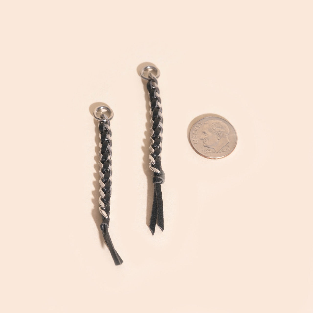 Leather Chain Chunky Huggie Hoop Charms