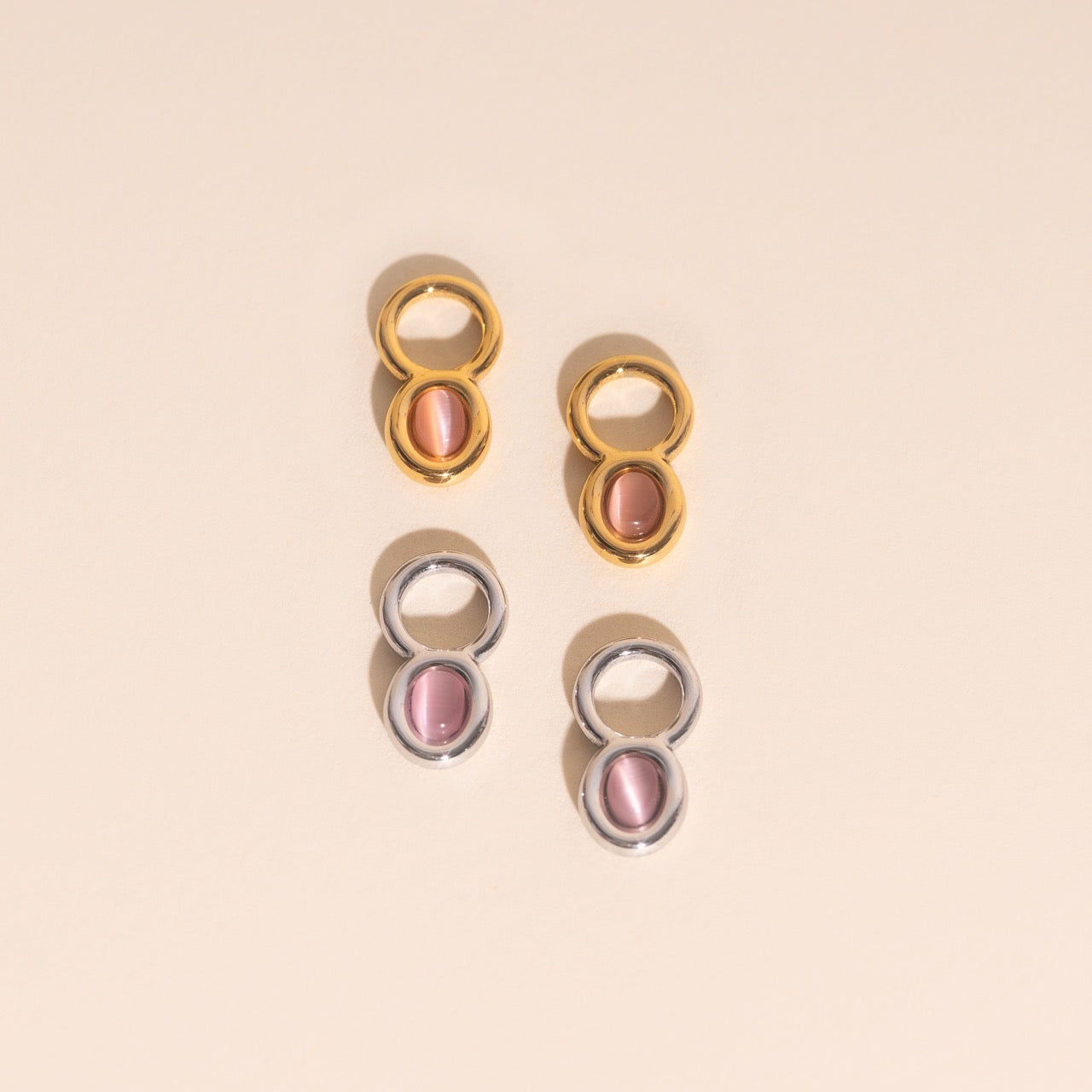 Stone Chunky Huggie Hoop Charms