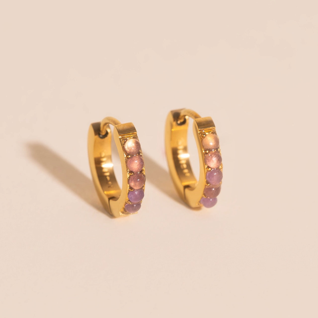 Color Gem Huggie Hoop Earrings