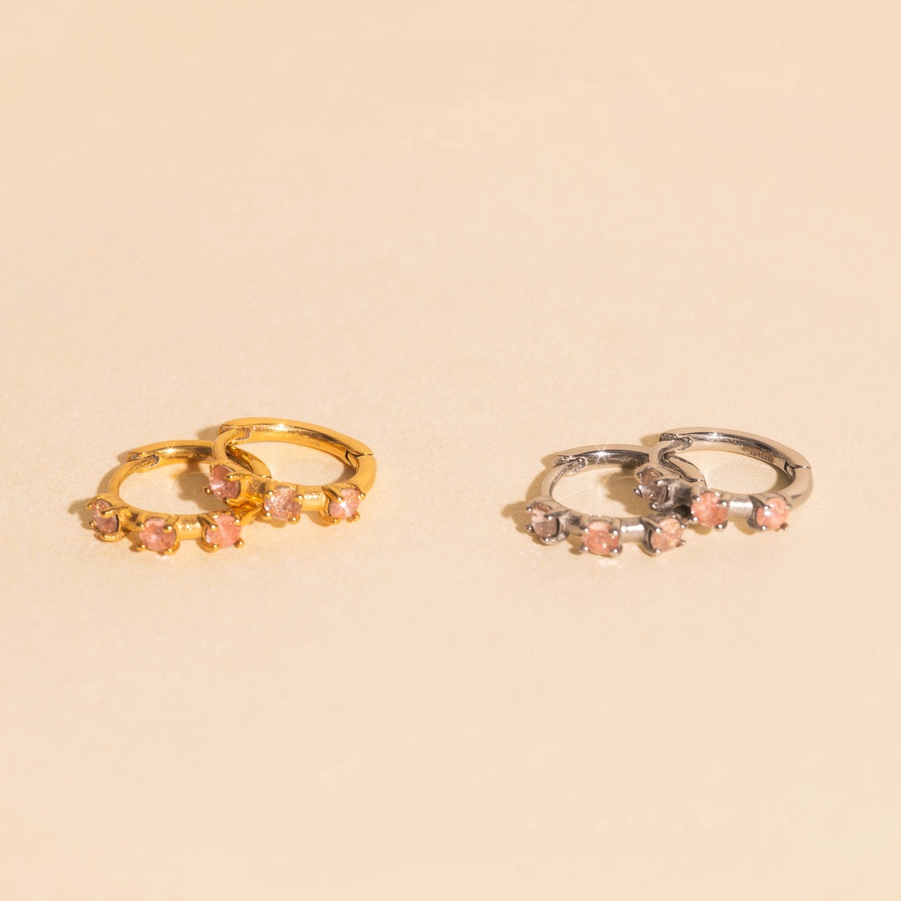 Thin Crystal Huggie Hoop Earrings