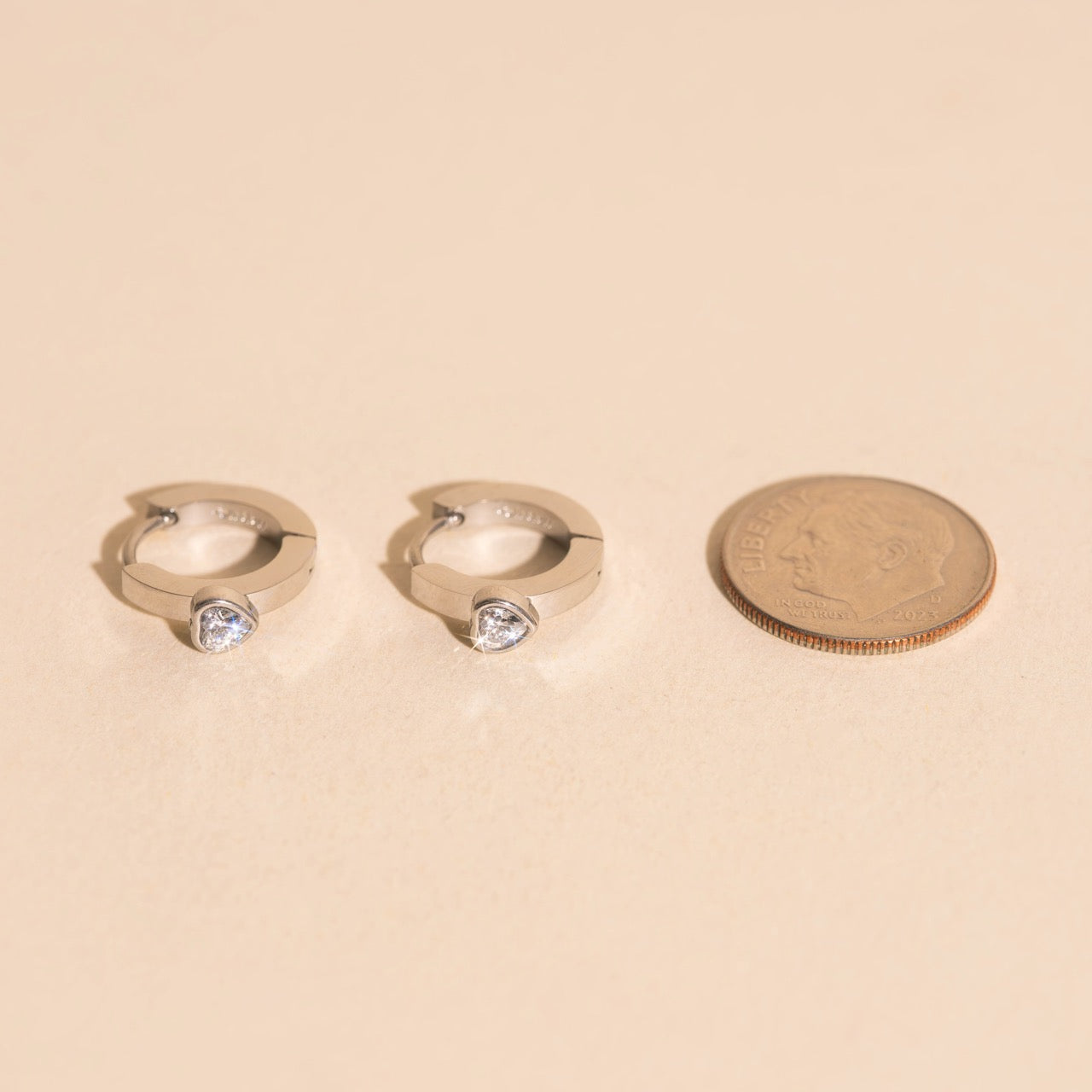Crystal Heart Huggie Hoop Earrings