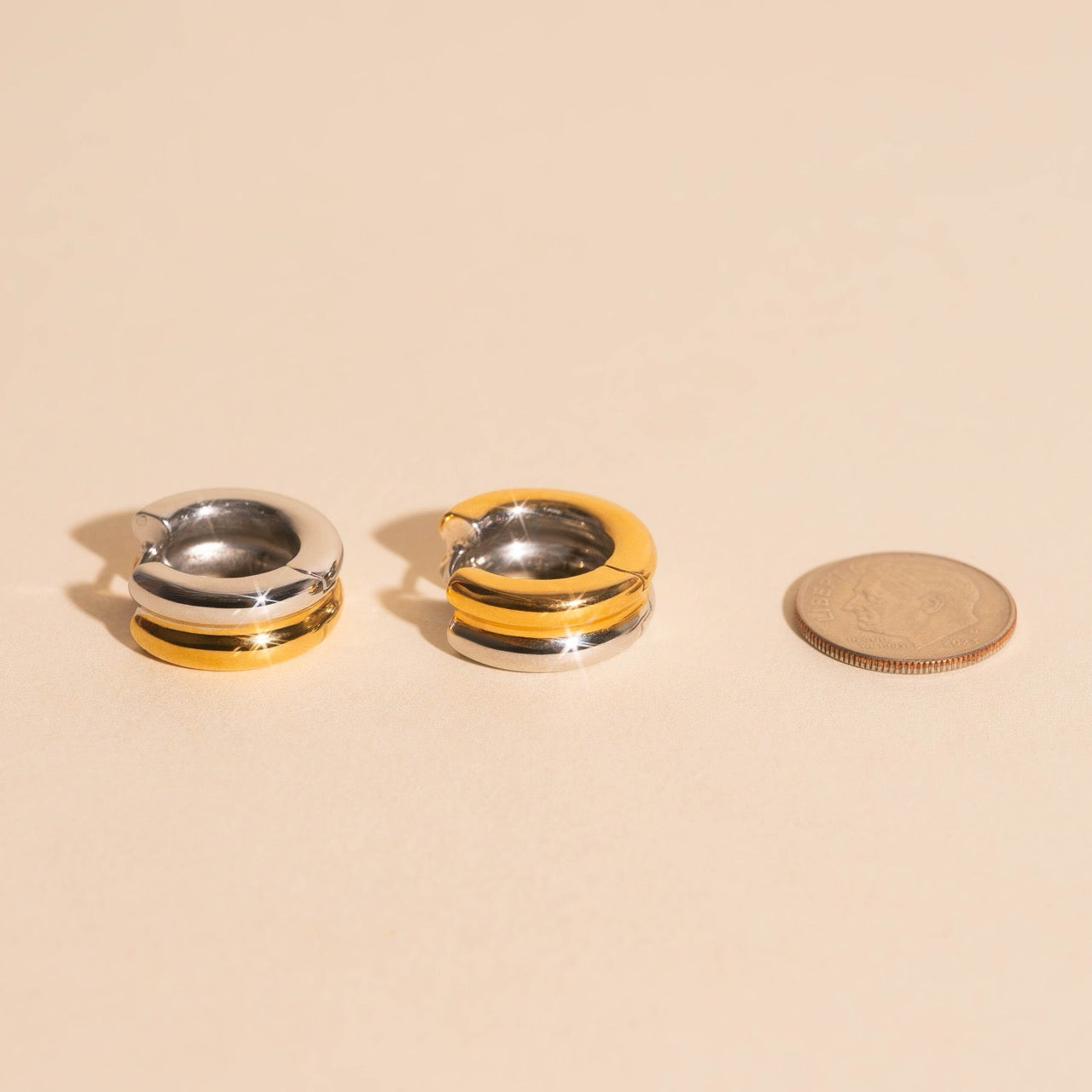 Titanium Double Chunky Rounded Huggie Hoop Earrings - FeatherTUFF™