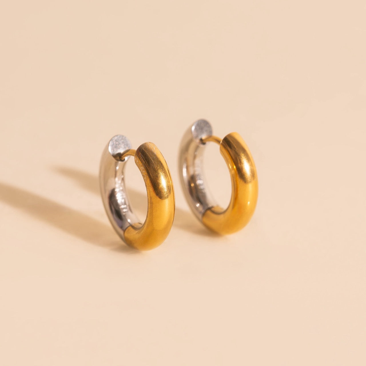 Titanium Chunky Rounded Huggie Hoop Earrings - FeatherTUFF™