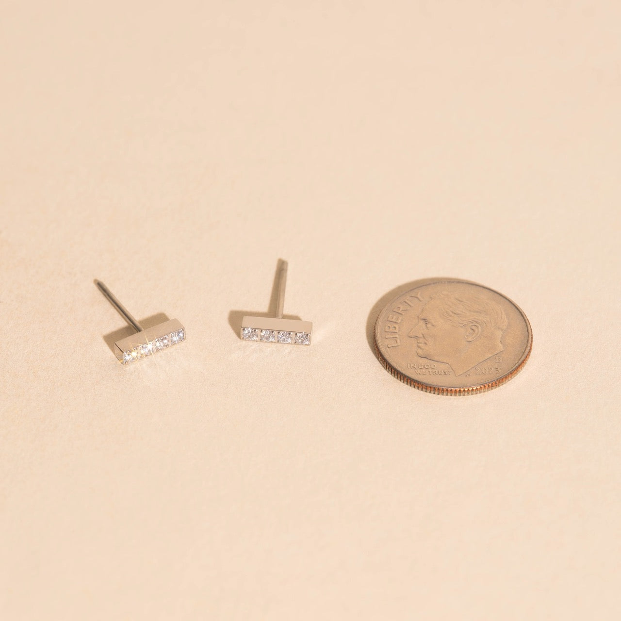 Crystal Quad Bar Stud Earrings