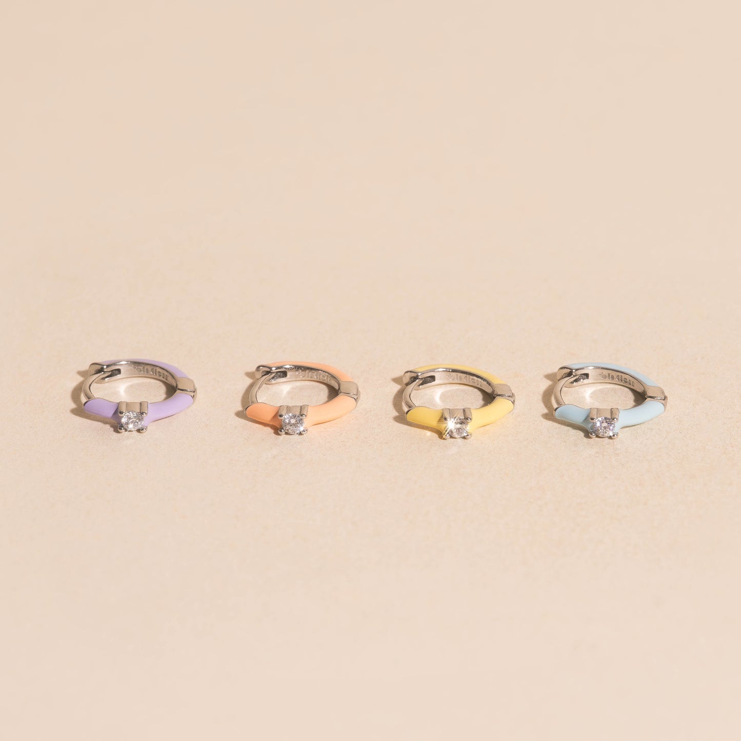Color Pop Crystal Silver Huggie Hoop Stack Pack (4 pairs)