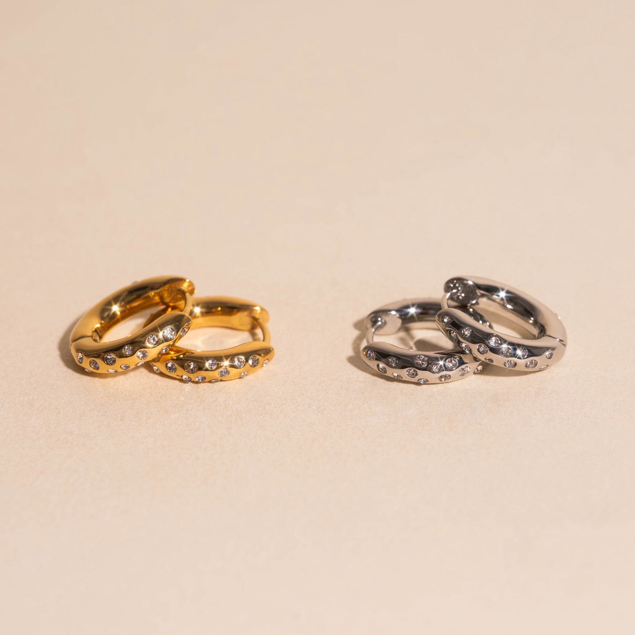 Sparkle Chunky Rounded Huggie Hoop Earrings