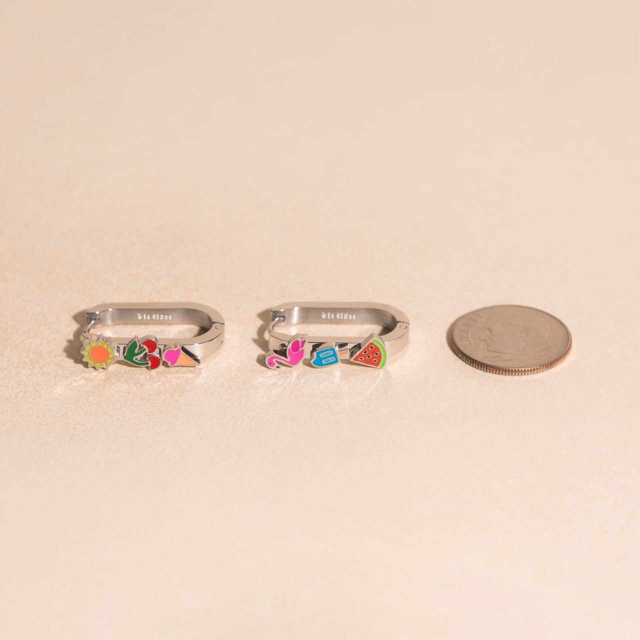 Summer Vibes Oblong 3D Huggie Hoop Earrings