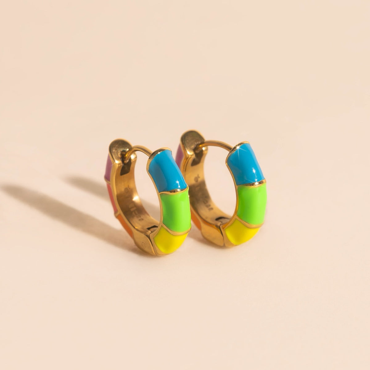Color Block Huggie Hoop Earrings