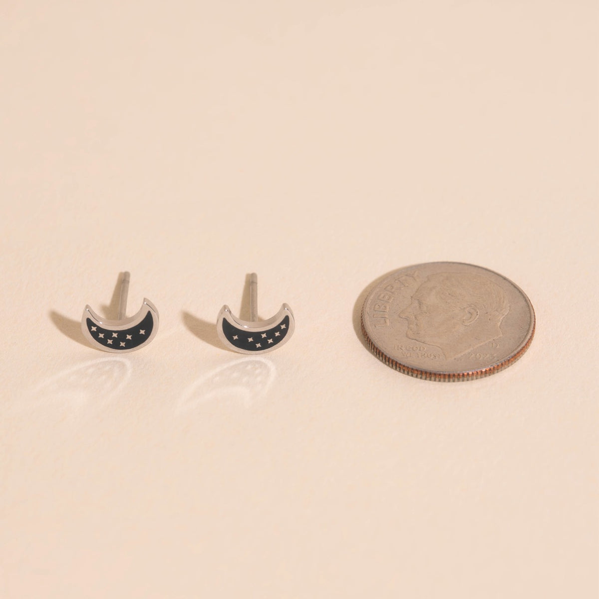 Black Moon Stud Earrings