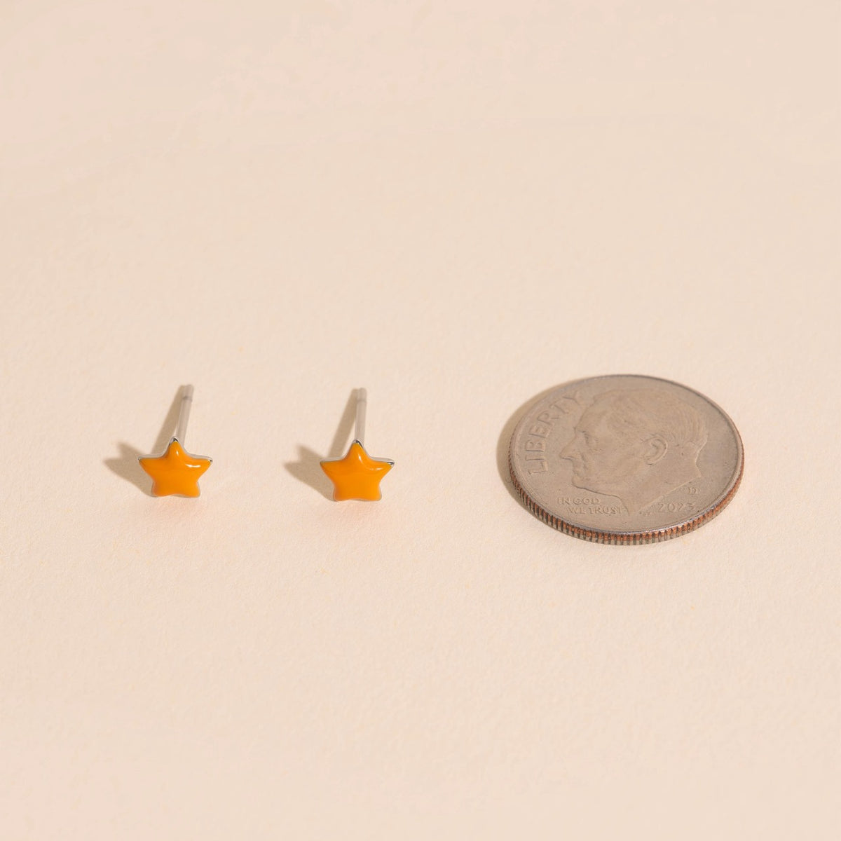 Orange Star Stud Earrings