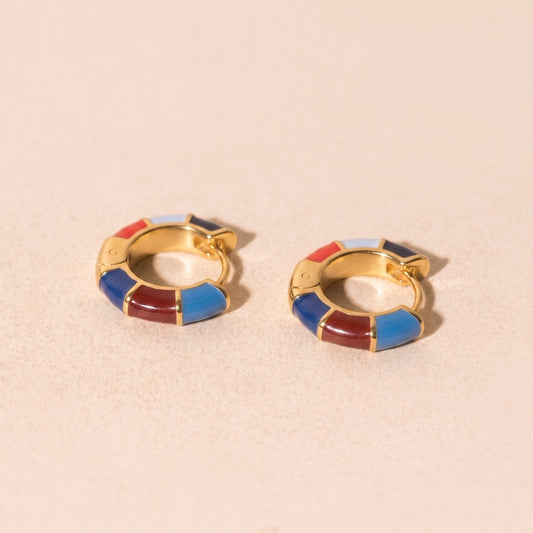 Color Block Chunky Rounded Huggie Hoop Earrings