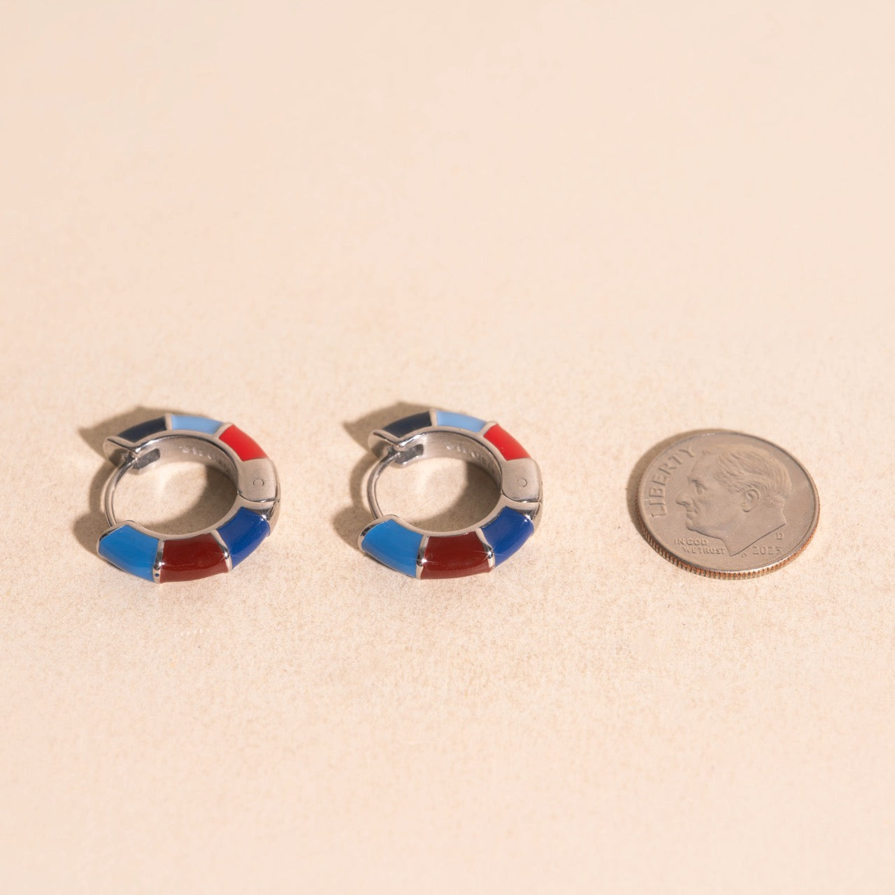 Color Block Chunky Rounded Huggie Hoop Earrings