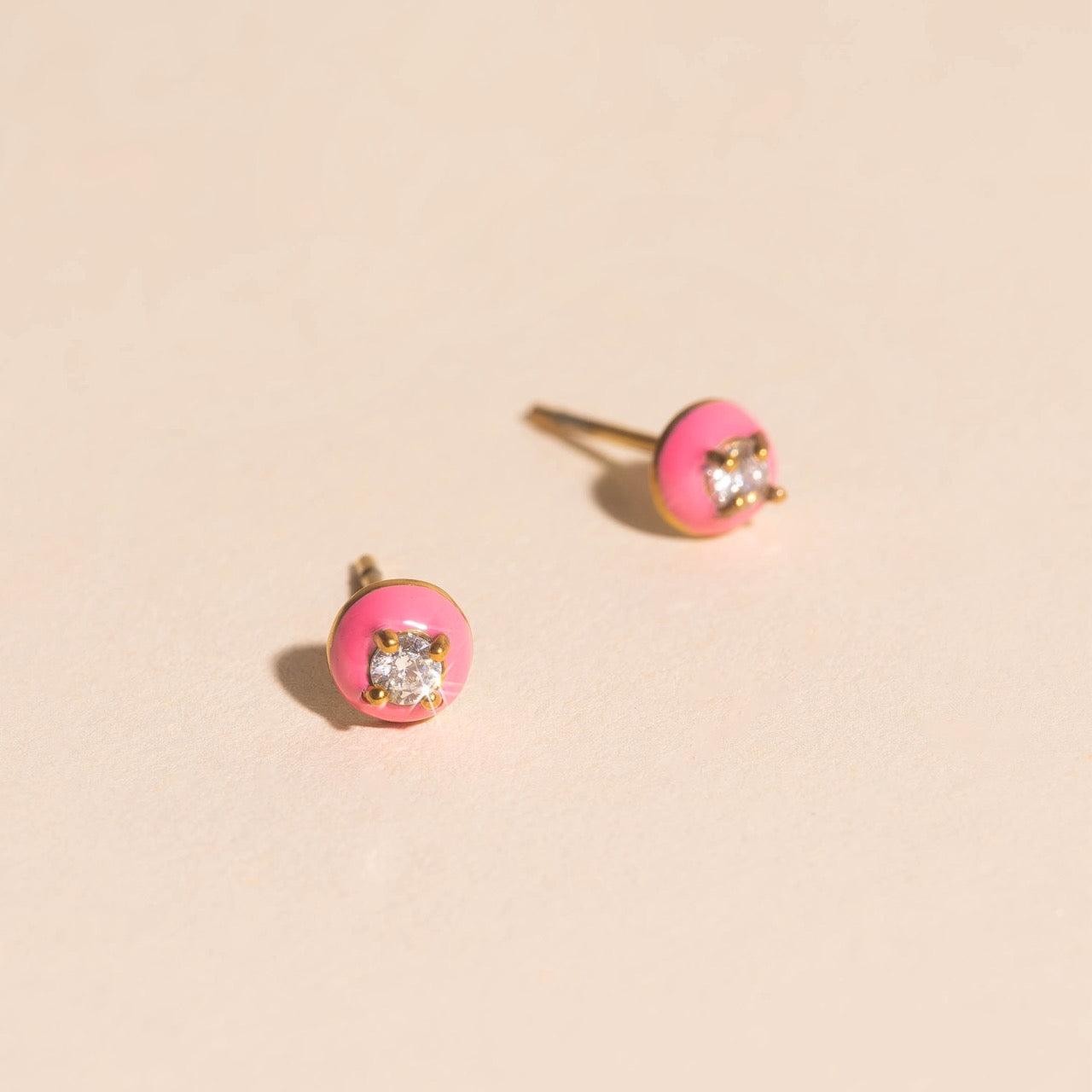 Pink Color Dab Stud Earring