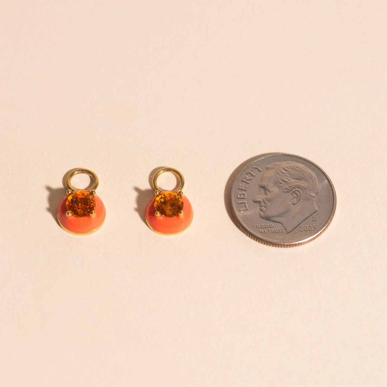 Coral Color Dab Huggie Hoop Charms