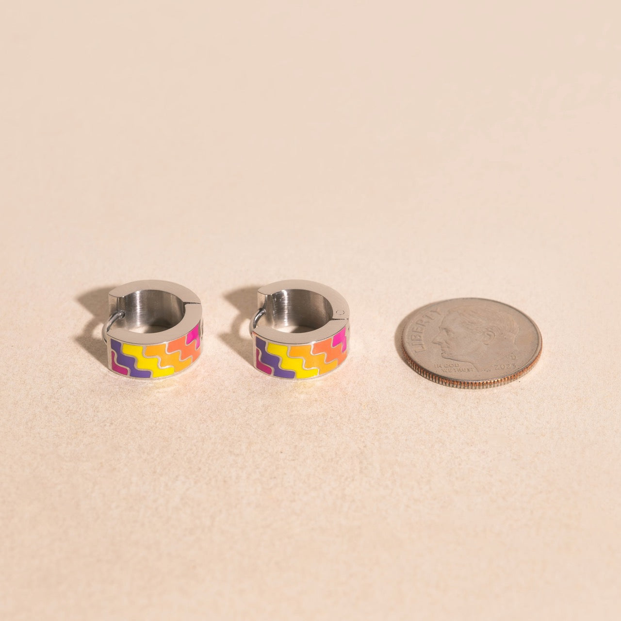 Beach Towel Super Chunky Huggie Hoop Earrings