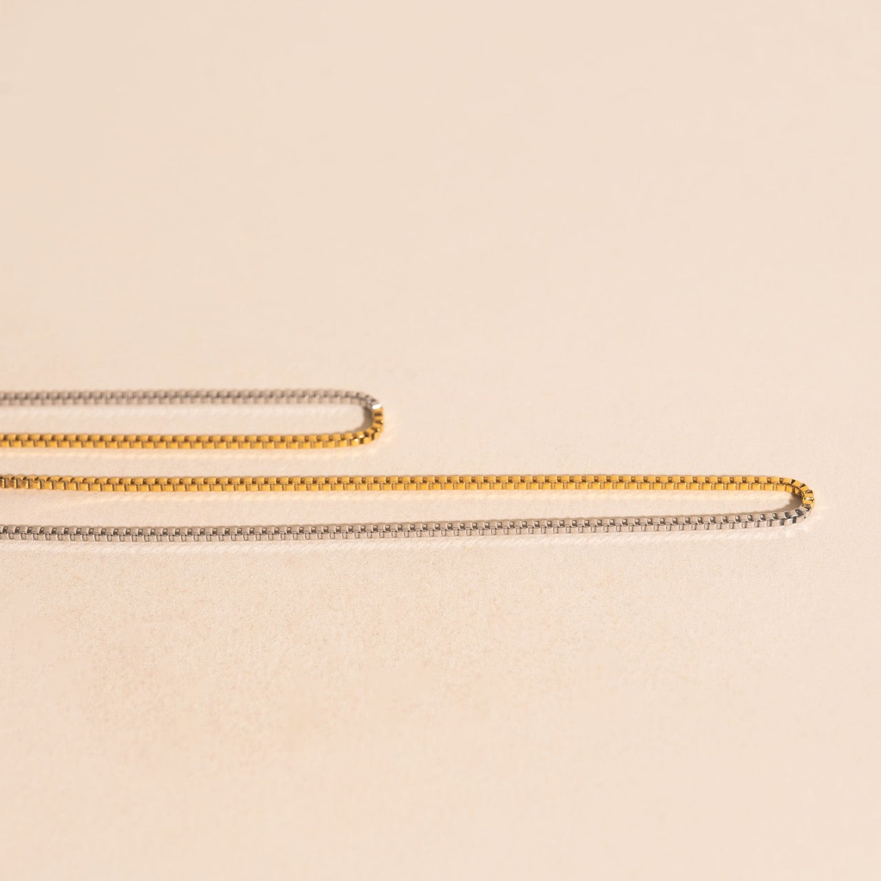 Mixed Metal Dainty Box Chain Necklace