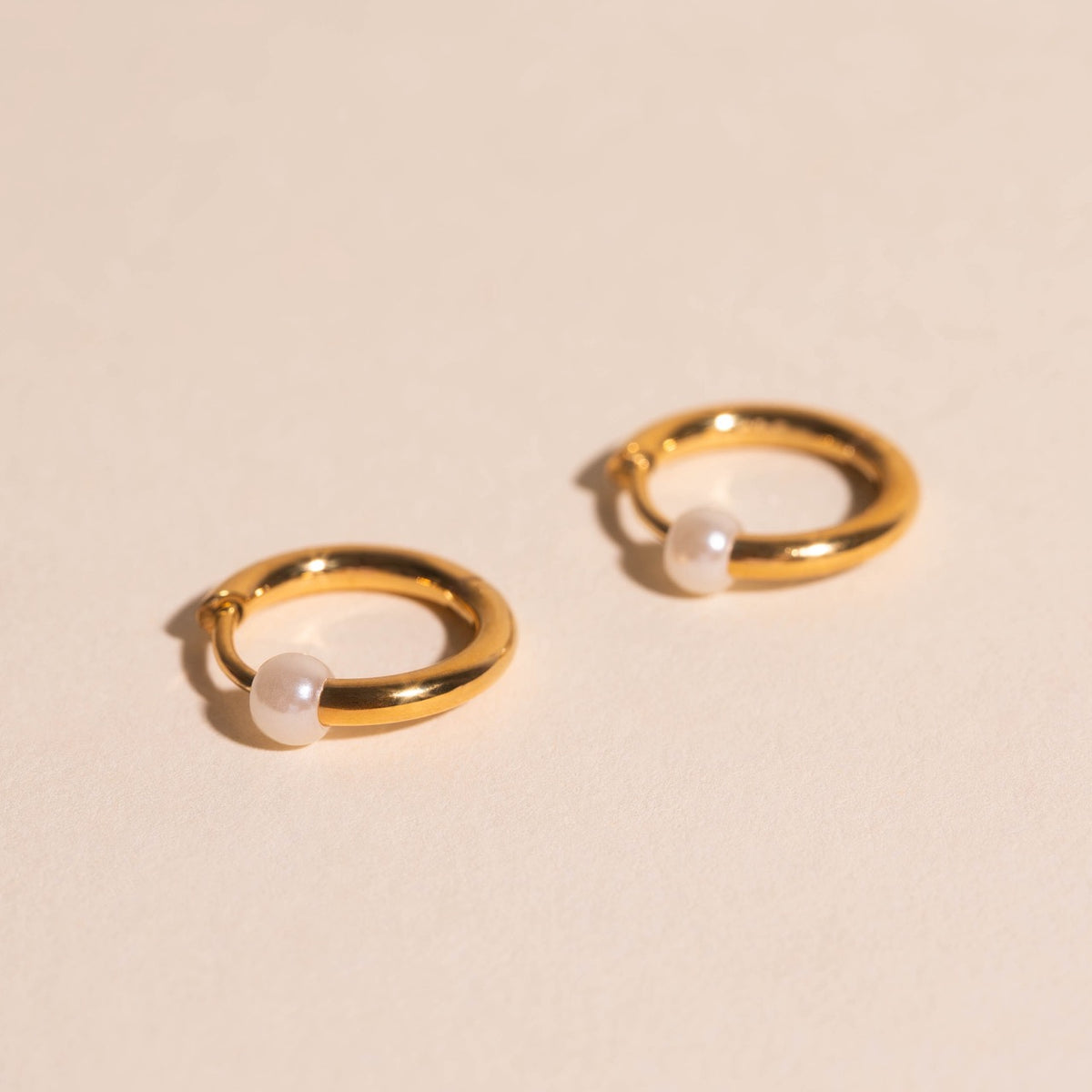 Pearl Huggie Hoop Earrings