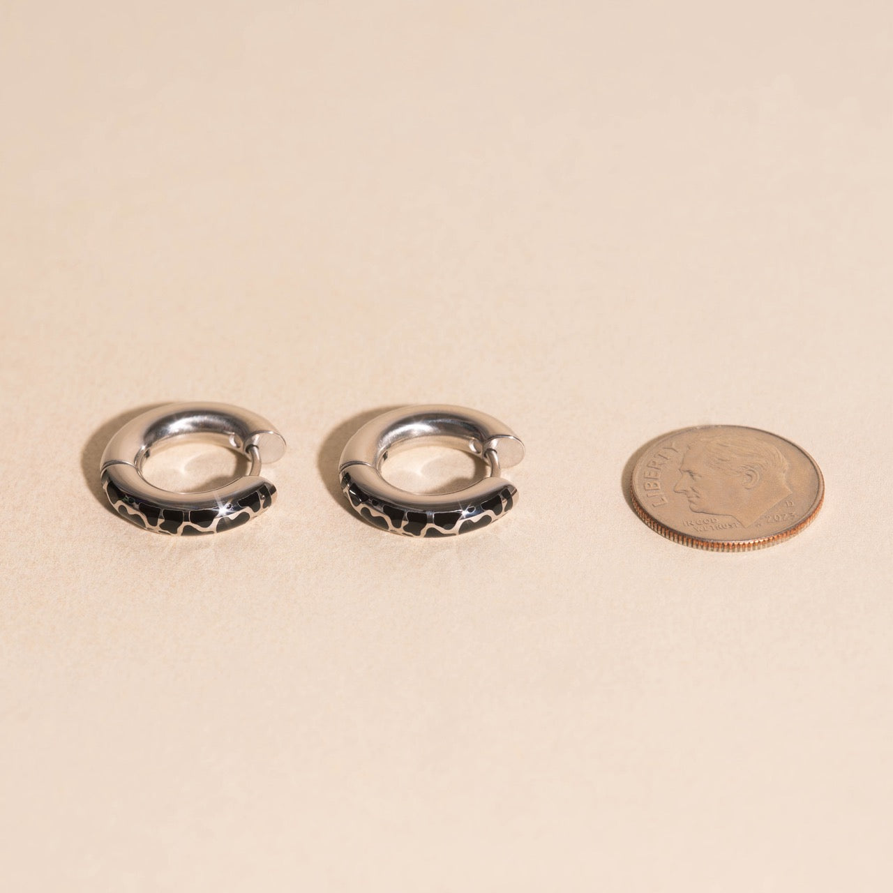 Cow Chunky Rounded Huggie Hoop Earrings
