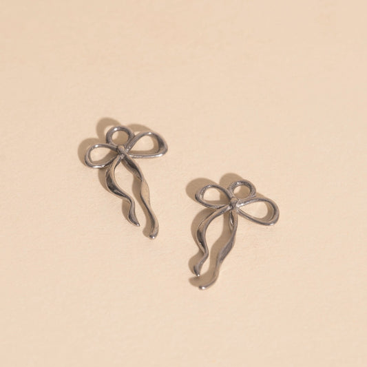 Ribbon Bow Huggie Hoop Charms