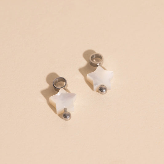 Iridescent Bead Star Huggie Hoop Charms