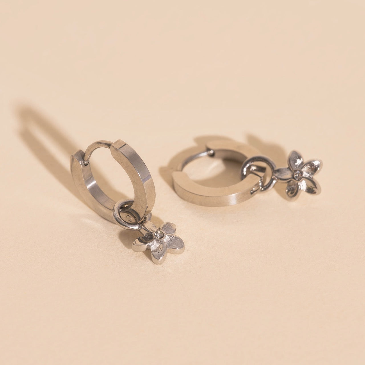 Plumeria Flower Huggie Hoop Charms