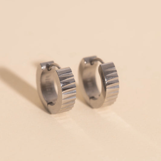 Textured Chunky Huggie Hoop Earrings