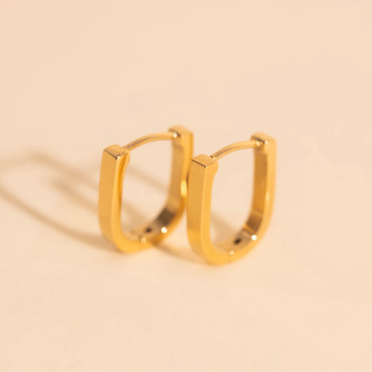 Titanium Smooth Stirrup Huggie Hoop Earrings