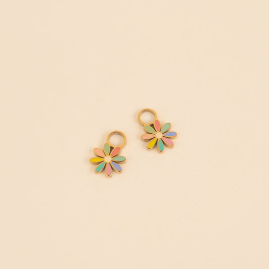 Rainbow Daisy Huggie Hoop Charms