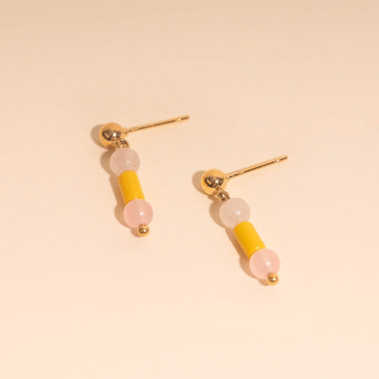 Spring Bead Drop Stud Earrings