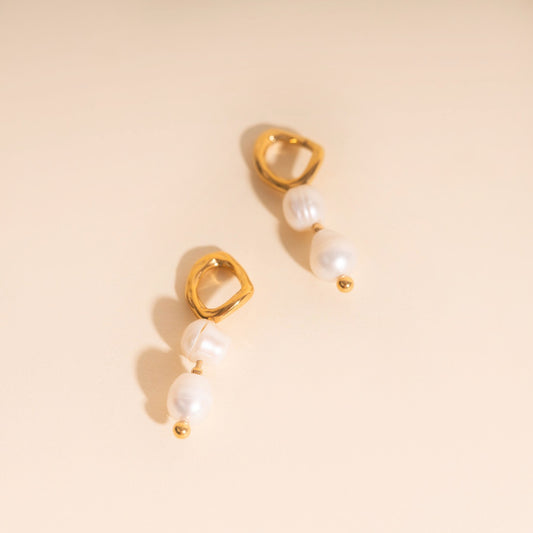 Ripple Pearl Huggie Hoop Charms