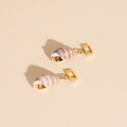 Spiral Shell Chunky Huggie Hoop Charms