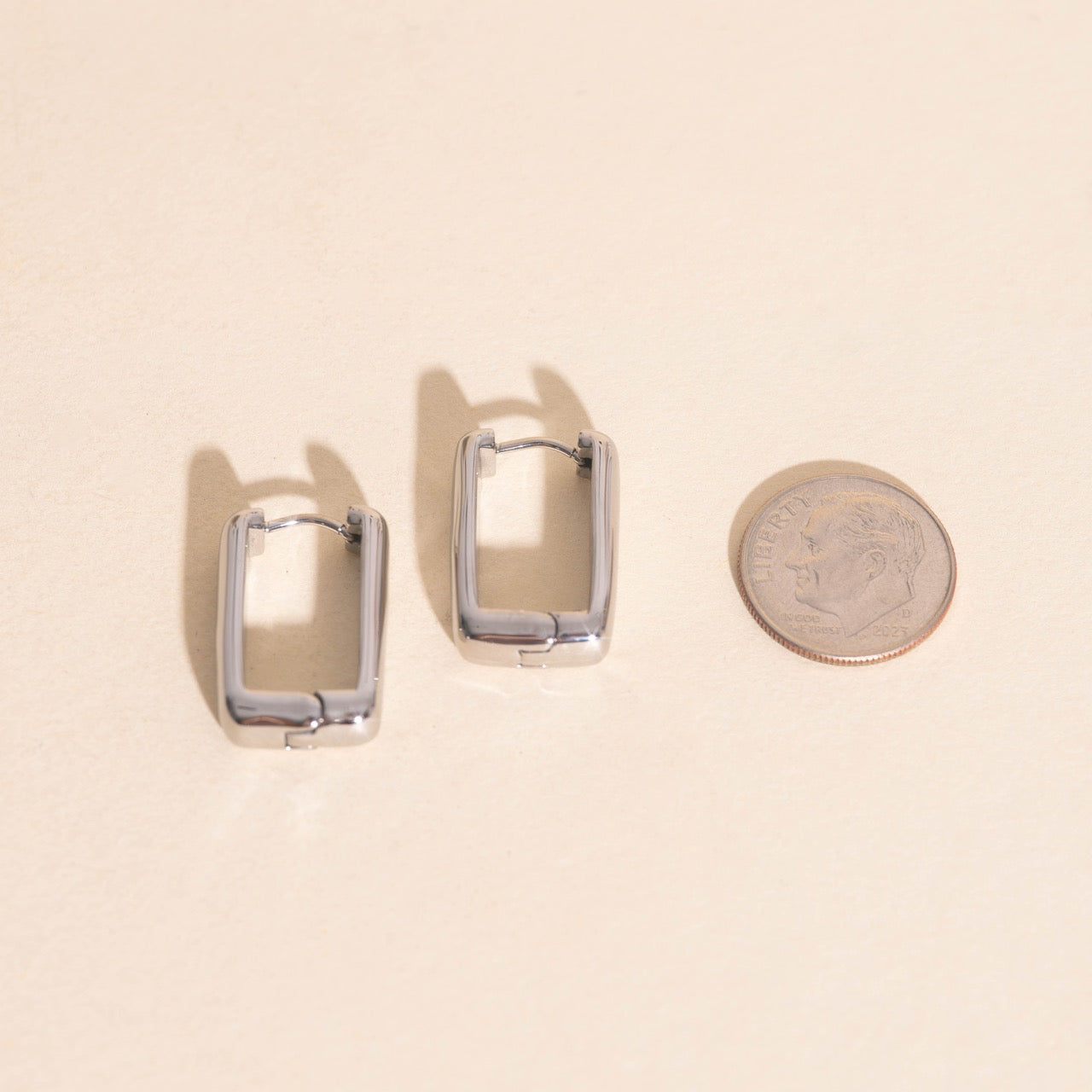 Chunky Rounded Rectangle Huggie Hoop Earrings