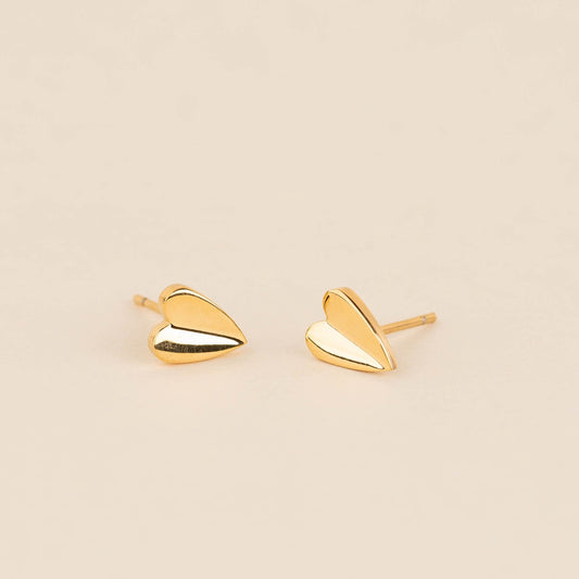 Folded Heart Stud Earrings