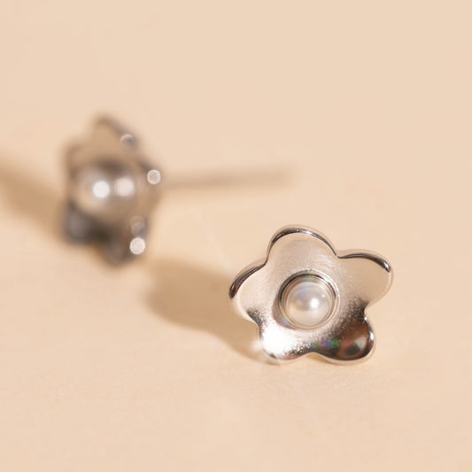 Mini Pearl Flower Stud Earrings