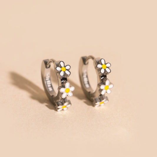 Daisy 3D Huggie Hoop Earrings